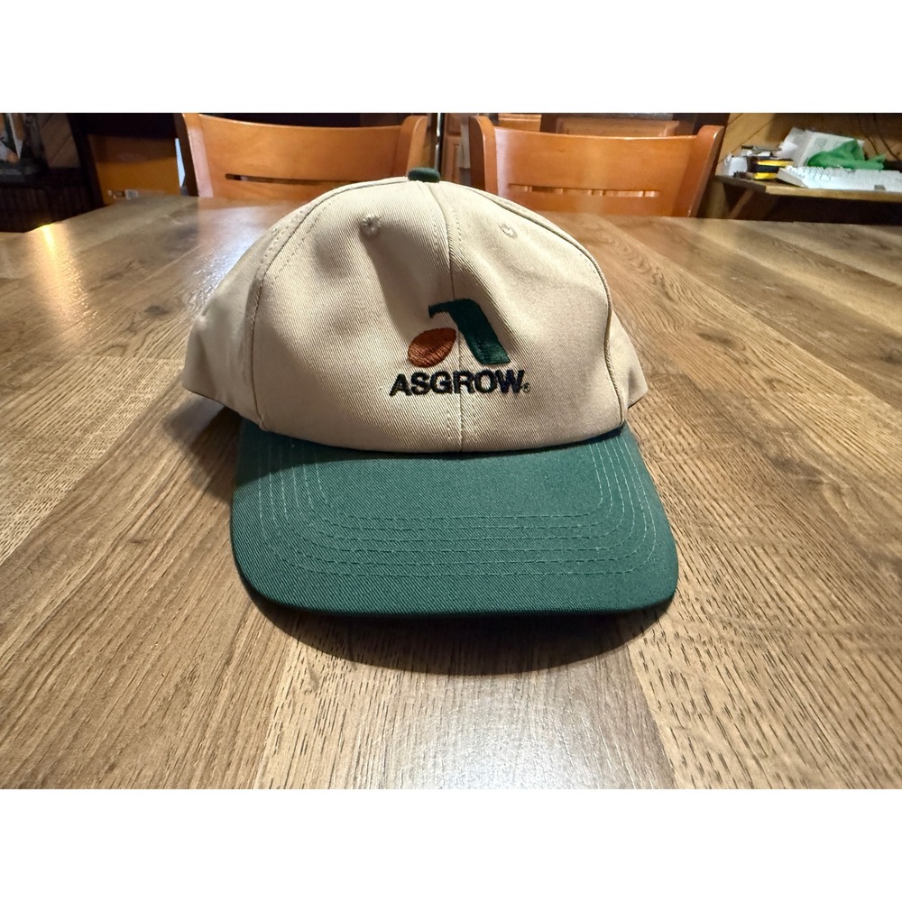 Asgrow Seed Company Mens Size OSFM Beige Green Hat Snapback Agriculture Promo